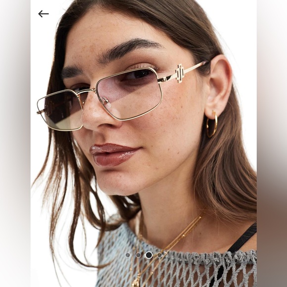 NWT Le Specs metagalactic rectangle sunglasses in purple - Picture 4 of 9